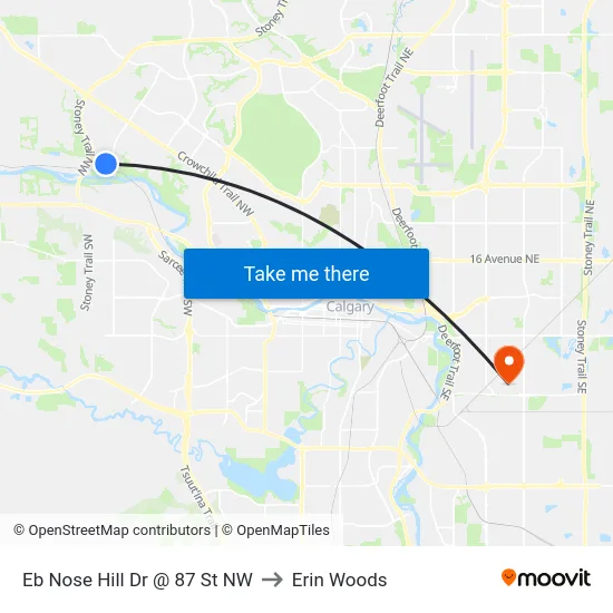Eb Nose Hill Dr @ 87 St NW to Erin Woods map