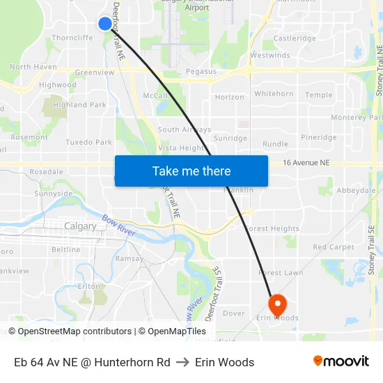 Eb 64 Av NE @ Hunterhorn Rd to Erin Woods map