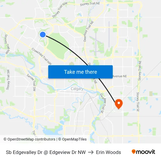 Sb  Edgevalley Dr @ Edgeview Dr NW to Erin Woods map