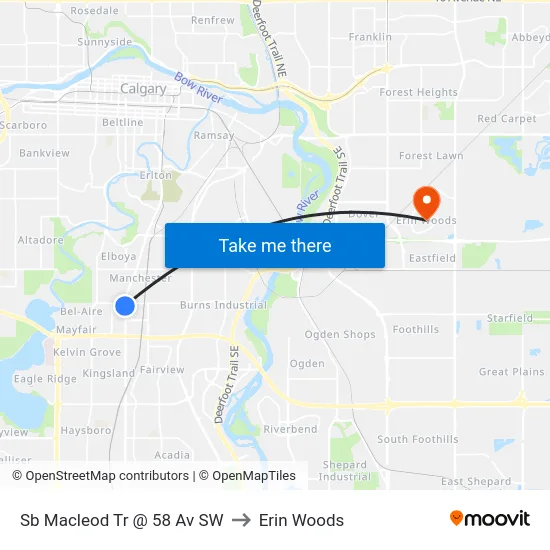 Sb Macleod Tr @ 58 Av SW to Erin Woods map