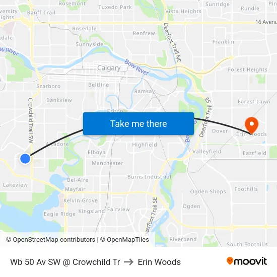 Wb 50 Av SW @ Crowchild Tr to Erin Woods map