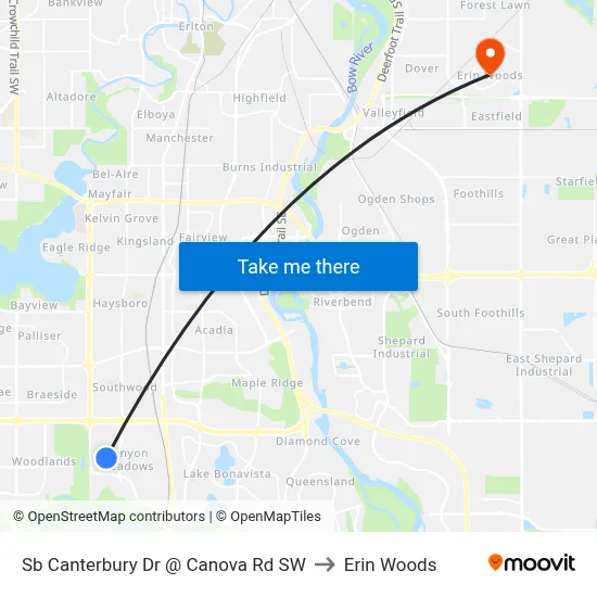 Sb Canterbury Dr @ Canova Rd SW to Erin Woods map