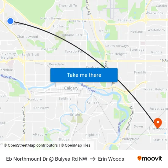 Eb Northmount Dr @ Bulyea Rd NW to Erin Woods map