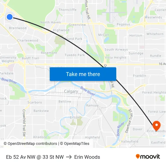 Eb 52 Av NW @ 33 St NW to Erin Woods map