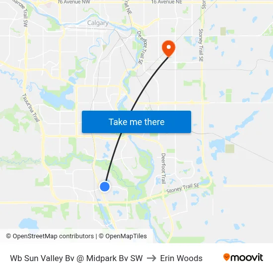 Wb Sun Valley Bv @ Midpark Bv SW to Erin Woods map