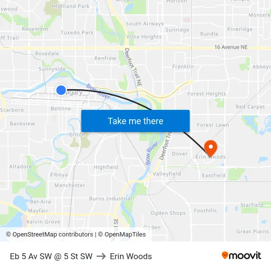 Eb 5 Av SW @ 5 St SW to Erin Woods map