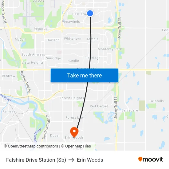 Falshire Drive Station (Sb) to Erin Woods map