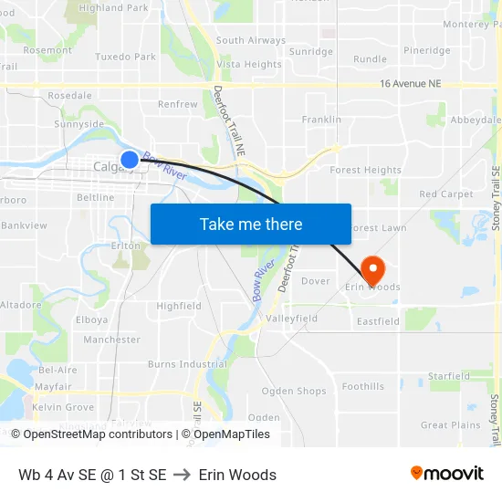 Wb 4 Av SE @ 1 St SE to Erin Woods map