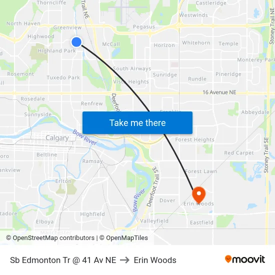 Sb Edmonton Tr @ 41 Av NE to Erin Woods map