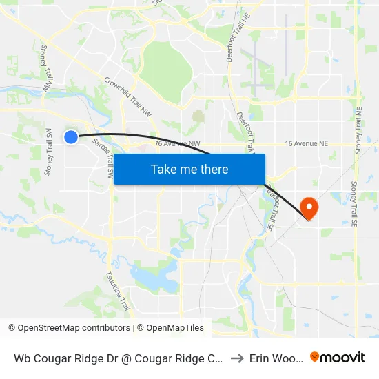 Wb Cougar Ridge Dr @ Cougar Ridge Cr SW to Erin Woods map
