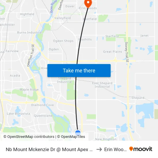 Nb Mount Mckenzie Dr @ Mount Apex Gr SE to Erin Woods map