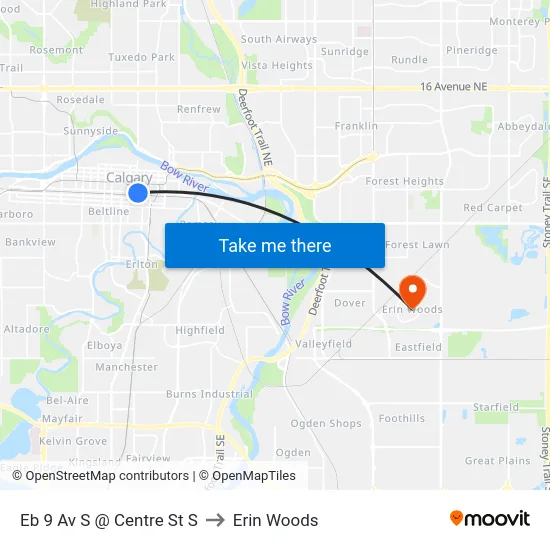 Eb 9 Av S @ Centre St S to Erin Woods map