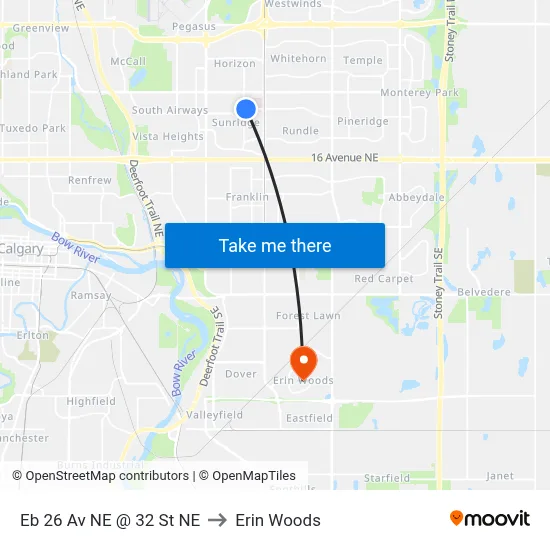 Eb 26 Av NE @ 32 St NE to Erin Woods map