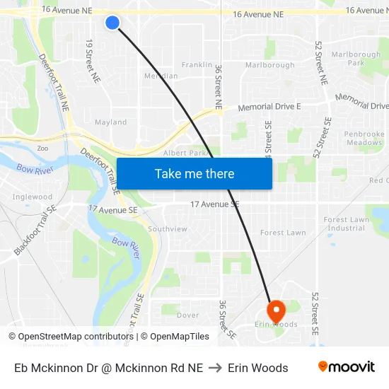 Eb Mckinnon Dr @ Mckinnon Rd NE to Erin Woods map