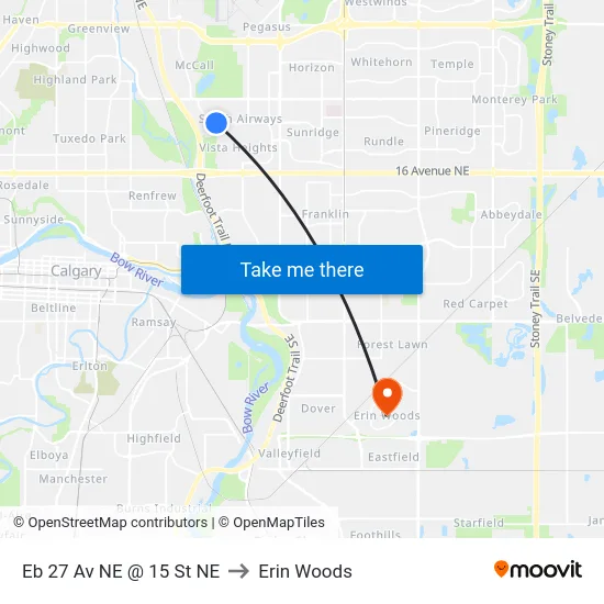 Eb 27 Av NE @ 15 St NE to Erin Woods map