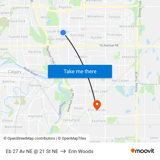 Eb 27 Av NE @ 21 St NE to Erin Woods map