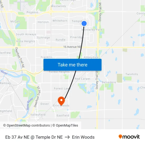 Eb 37 Av NE @ Temple Dr NE to Erin Woods map