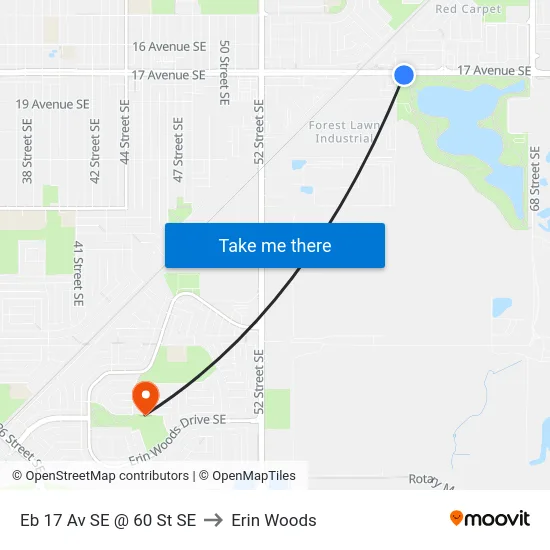 Eb 17 Av SE @ 60 St SE to Erin Woods map