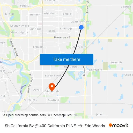 Sb California Bv @ 400 California Pl NE to Erin Woods map
