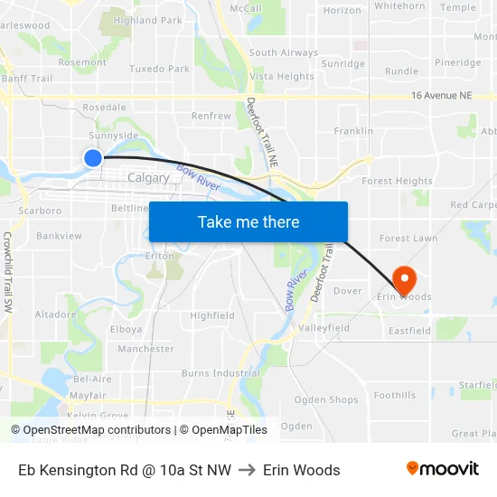 Eb Kensington Rd @ 10a St NW to Erin Woods map