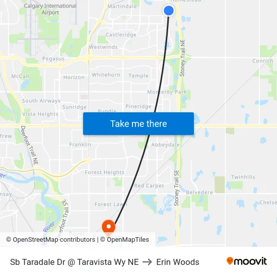 Sb Taradale Dr @ Taravista Wy NE to Erin Woods map