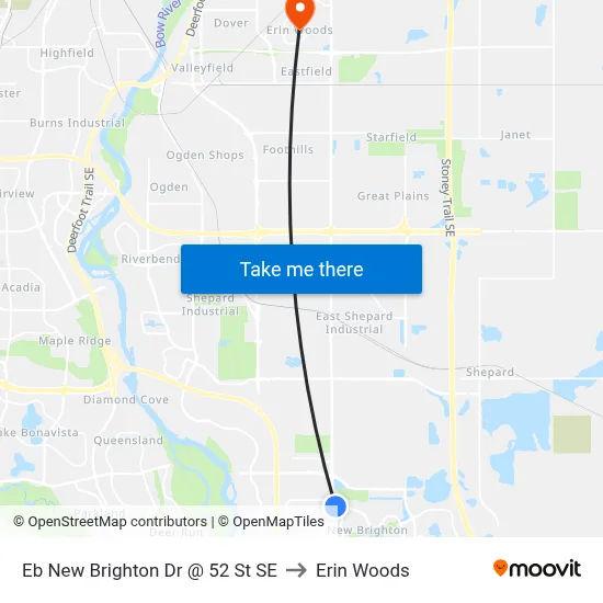 Eb New Brighton Dr @ 52 St SE to Erin Woods map