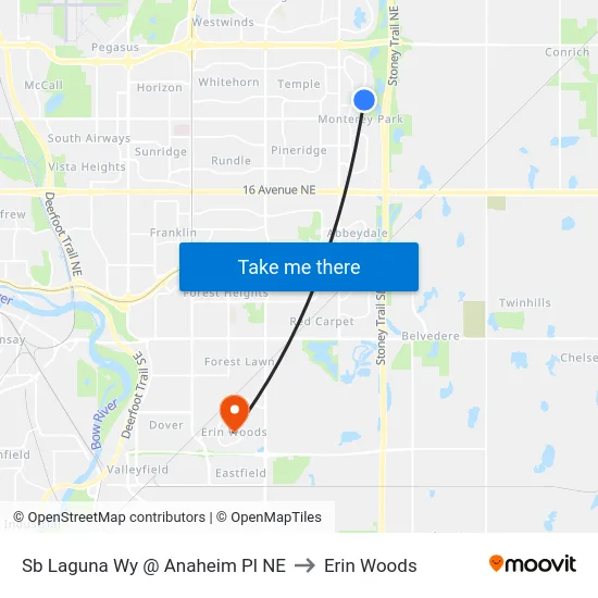 Sb Laguna Wy @ Anaheim Pl NE to Erin Woods map