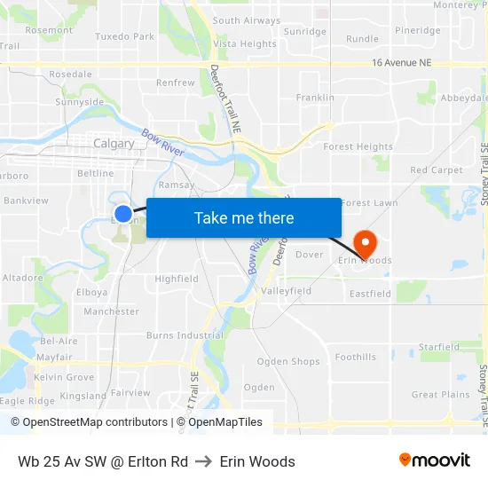 Wb 25 Av SW @ Erlton Rd to Erin Woods map