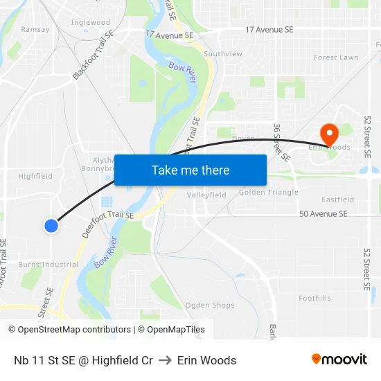 Nb 11 St SE @ Highfield Cr to Erin Woods map