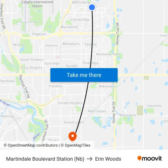 Martindale Boulevard Station (Nb) to Erin Woods map