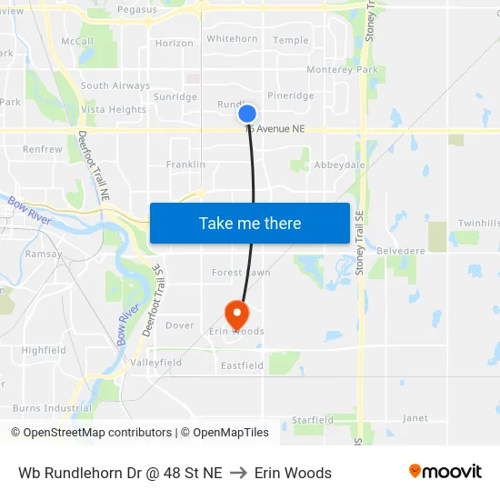 Wb Rundlehorn Dr @ 48 St NE to Erin Woods map