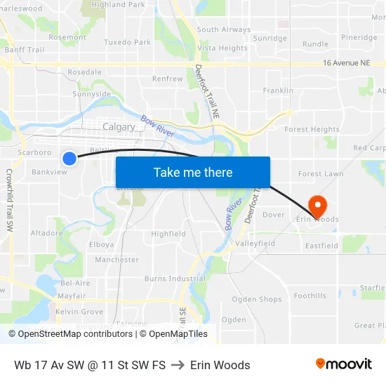 Wb 17 Av SW @ 11 St SW FS to Erin Woods map