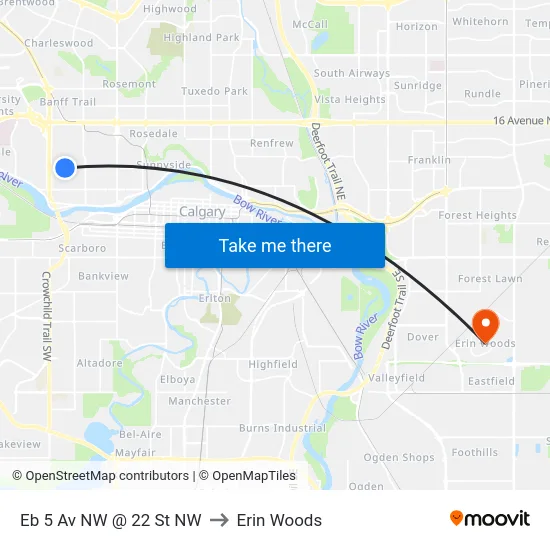 Eb 5 Av NW @ 22 St NW to Erin Woods map