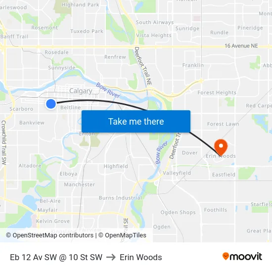 Eb 12 Av SW @ 10 St SW to Erin Woods map