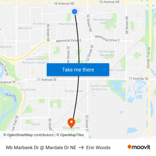 Wb Marbank Dr @ Mardale Dr NE to Erin Woods map