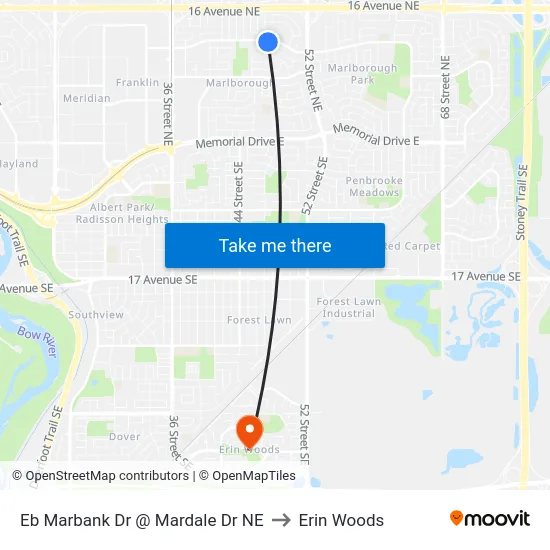Eb Marbank Dr @ Mardale Dr NE to Erin Woods map