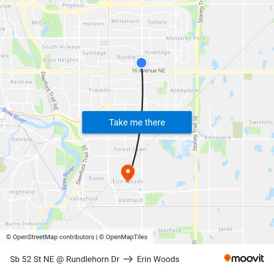 Sb 52 St NE @ Rundlehorn Dr to Erin Woods map