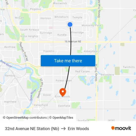 32nd Avenue NE Station (Nb) to Erin Woods map