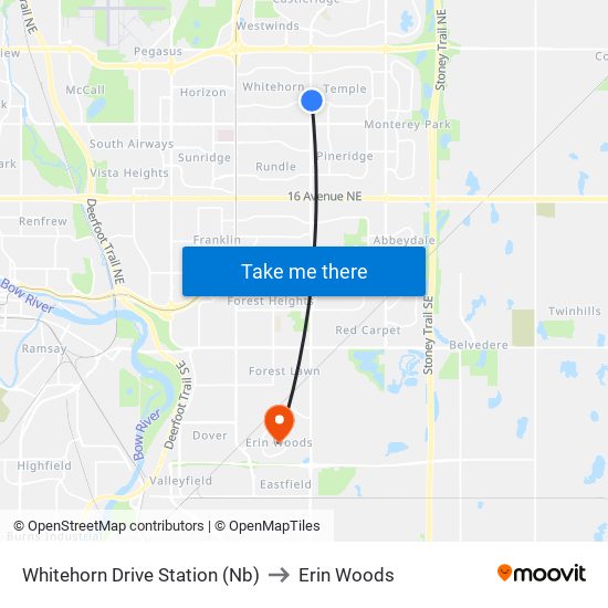 Whitehorn Drive Station (Nb) to Erin Woods map