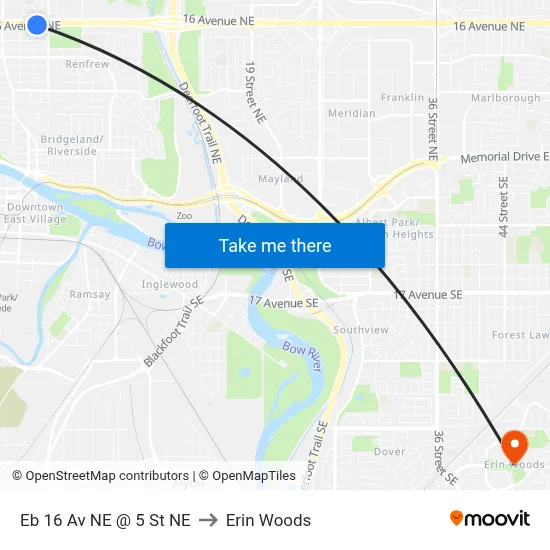 Eb 16 Av NE @ 5 St NE to Erin Woods map