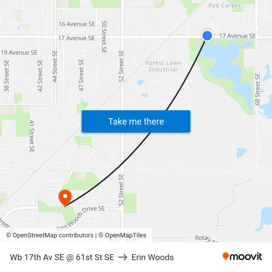Wb 17th Av SE @ 61st St SE to Erin Woods map