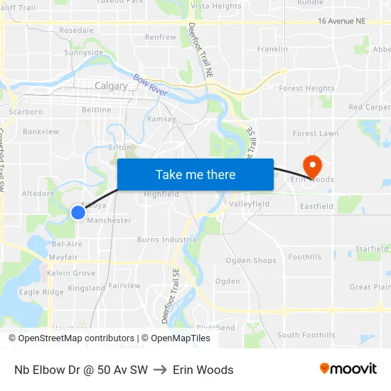 Nb Elbow Dr @ 50 Av SW to Erin Woods map