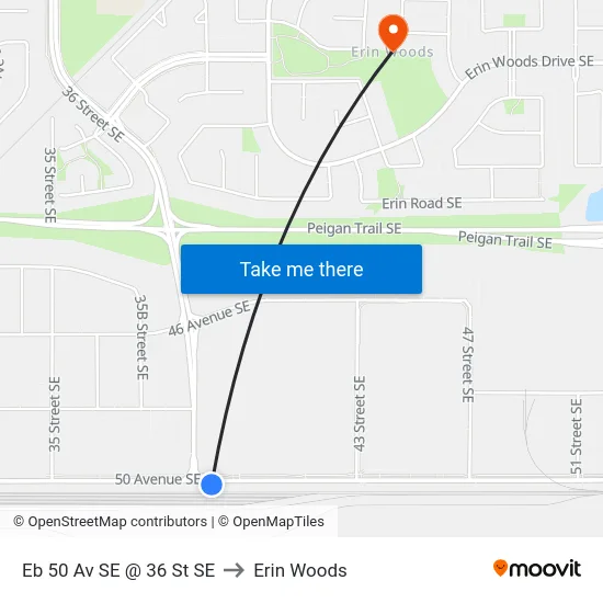 Eb 50 Av SE @ 36 St SE to Erin Woods map