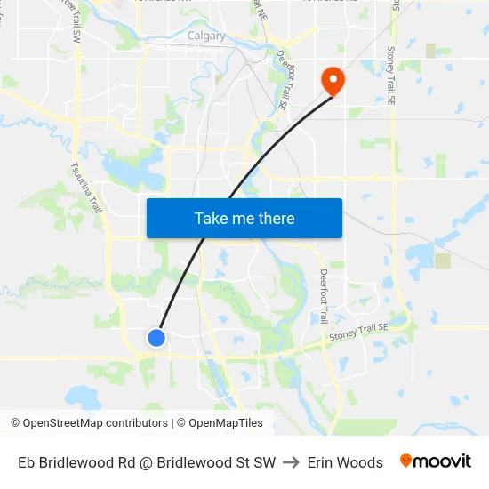 Eb Bridlewood Rd @ Bridlewood St SW to Erin Woods map
