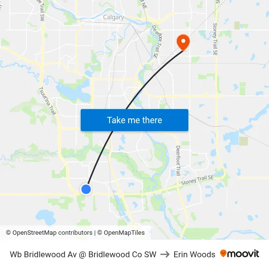 Wb Bridlewood Av @ Bridlewood Co SW to Erin Woods map