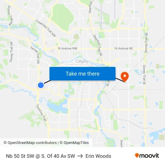 Nb 50 St SW @ S. Of 40 Av SW to Erin Woods map