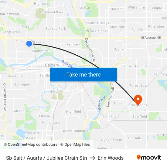 Sb Sait / Auarts / Jubilee Ctrain Stn to Erin Woods map