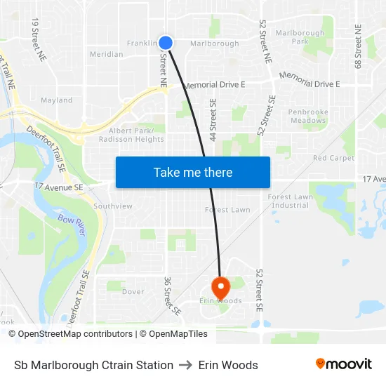 Sb Marlborough Ctrain Station to Erin Woods map