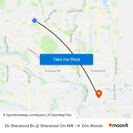 Eb Sherwood Bv @ Sherwood Cm NW to Erin Woods map