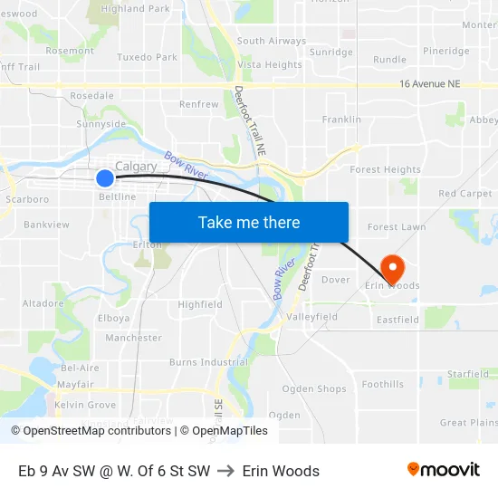Eb 9 Av SW @ W. Of 6 St SW to Erin Woods map